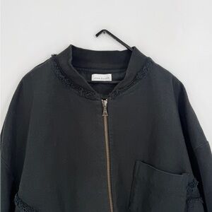 John Elliott Frayed Cotton Drill Vintage Frame Canvas Bomber Jacket In Black